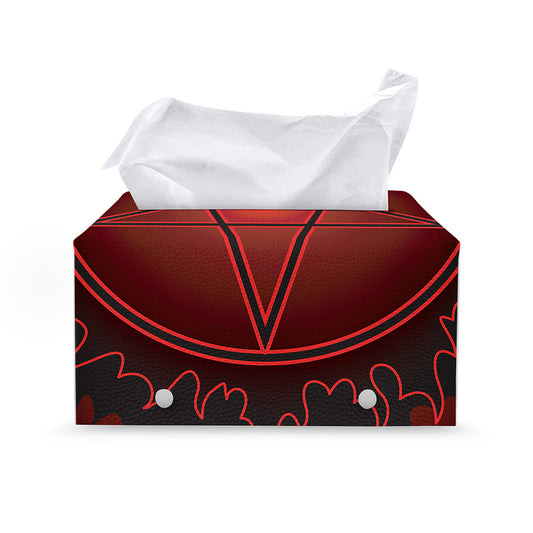Black And Red Satanic Pentagram Print Leather Tissue Box Cover