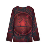 Black And Red Satanic Pentagram Print Long Sleeve Short Coat