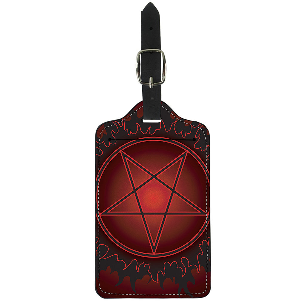 Black And Red Satanic Pentagram Print Luggage Tag