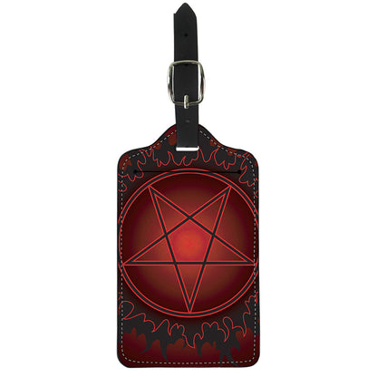 Black And Red Satanic Pentagram Print Luggage Tag