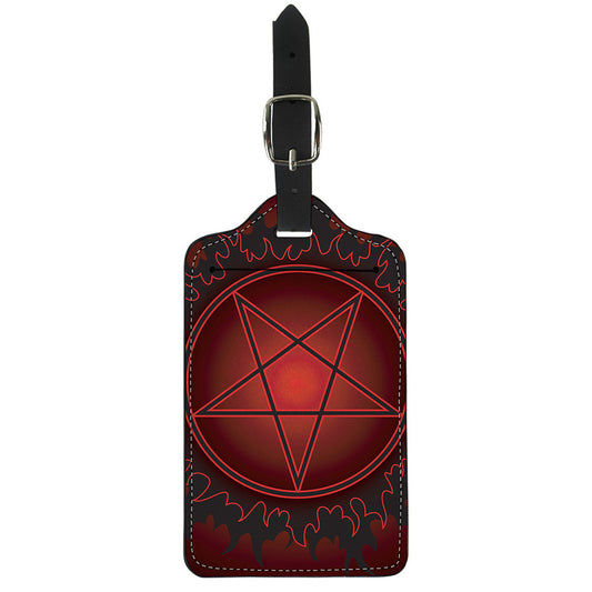 Black And Red Satanic Pentagram Print Luggage Tag
