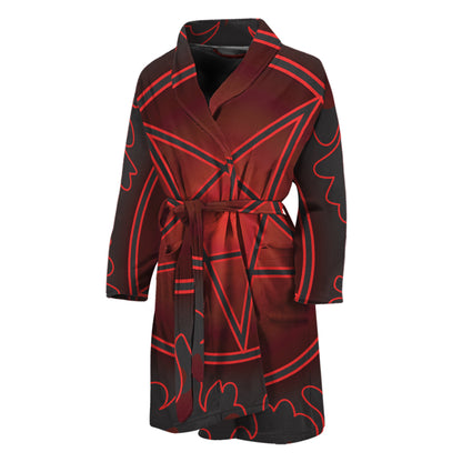 Black And Red Satanic Pentagram Print Men's Bathrobe