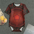 Black And Red Satanic Pentagram Print Men's Bodysuit