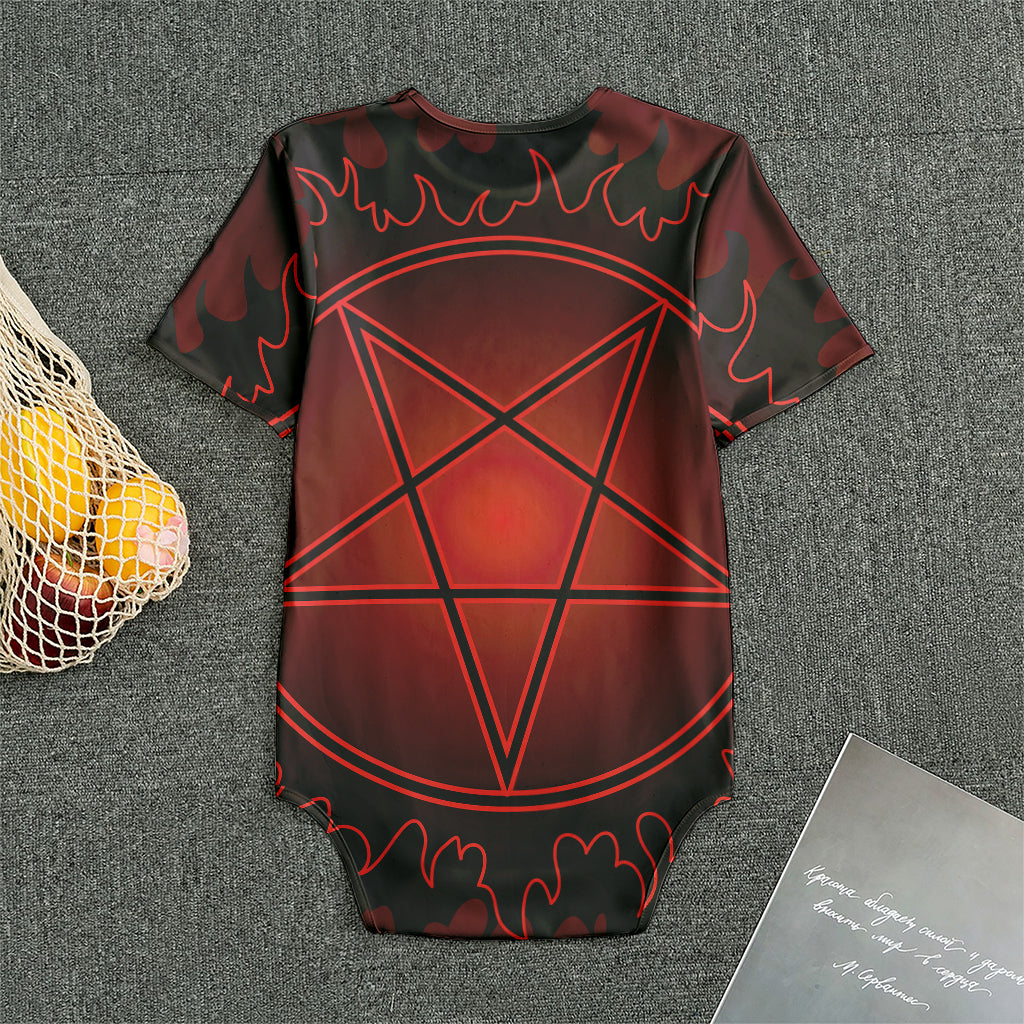 Black And Red Satanic Pentagram Print Men's Bodysuit