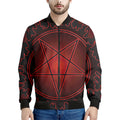 Black And Red Satanic Pentagram Print Men's Bomber Jacket