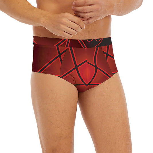 Black And Red Satanic Pentagram Print Men's Briefs