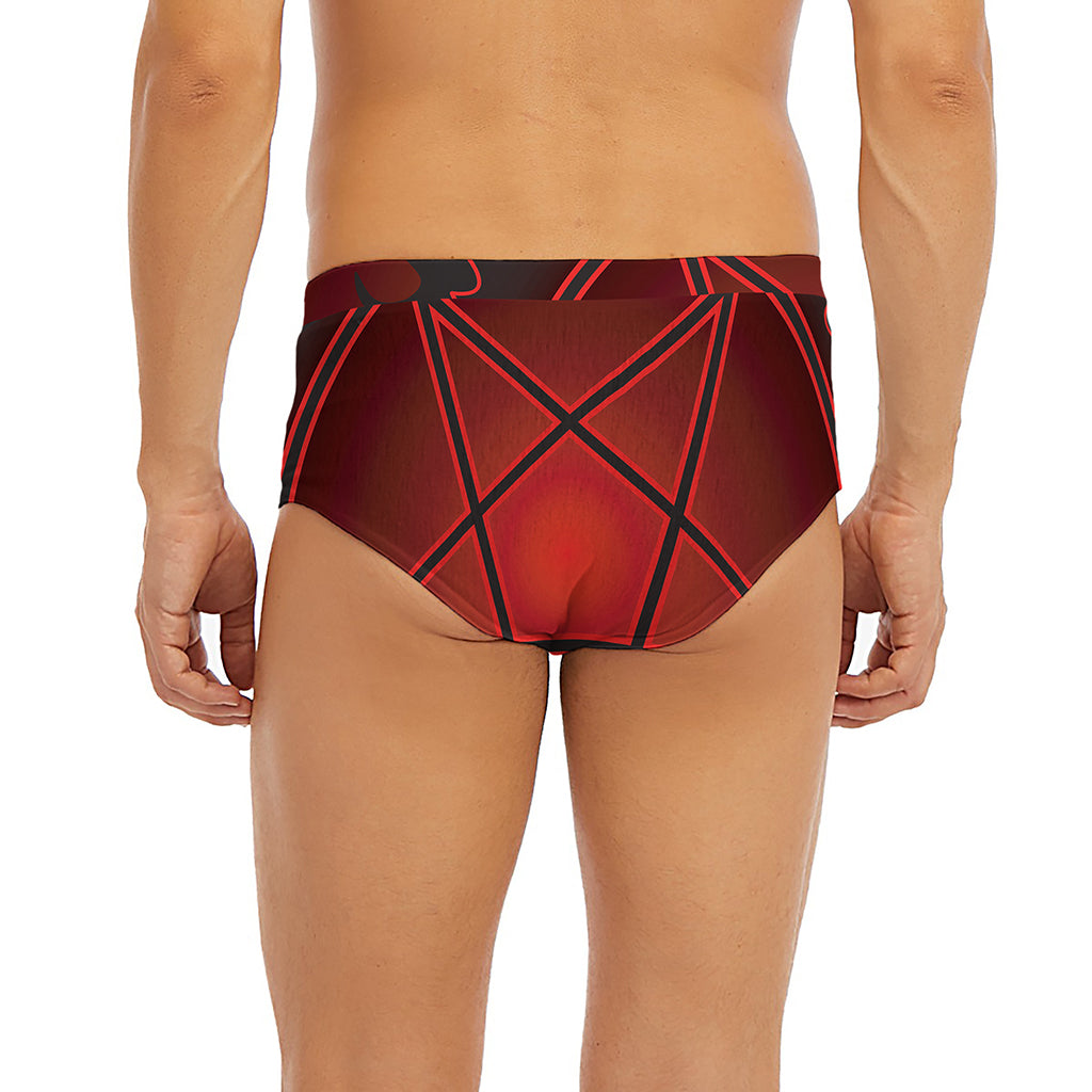 Black And Red Satanic Pentagram Print Men's Briefs