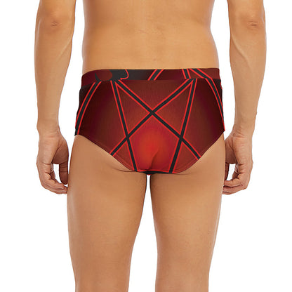 Black And Red Satanic Pentagram Print Men's Briefs
