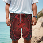 Black And Red Satanic Pentagram Print Men's Cargo Shorts
