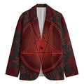 Black And Red Satanic Pentagram Print Men's Cotton Blazer