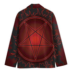 Black And Red Satanic Pentagram Print Men's Cotton Blazer