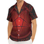 Black And Red Satanic Pentagram Print Men's Deep V-Neck Shirt