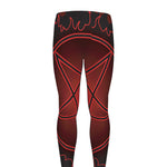 Black And Red Satanic Pentagram Print Men's leggings