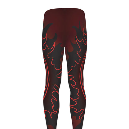 Black And Red Satanic Pentagram Print Men's leggings