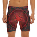 Black And Red Satanic Pentagram Print Men's Long Boxer Briefs