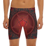 Black And Red Satanic Pentagram Print Men's Long Boxer Briefs