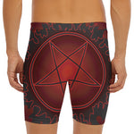 Black And Red Satanic Pentagram Print Men's Long Boxer Briefs