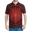 Black And Red Satanic Pentagram Print Men's Polo Shirt