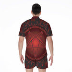 Black And Red Satanic Pentagram Print Men's Rompers