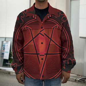 Black And Red Satanic Pentagram Print Men's Shirt Jacket