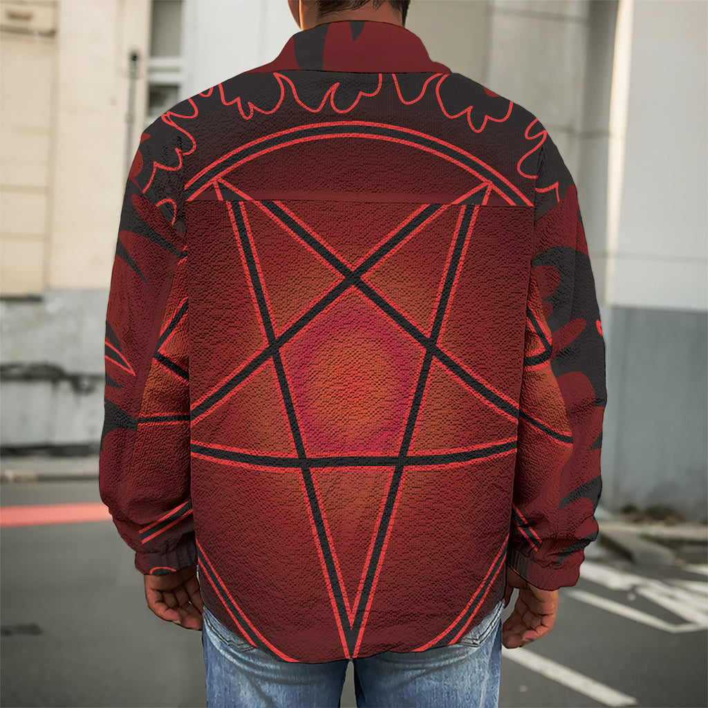 Black And Red Satanic Pentagram Print Men's Shirt Jacket