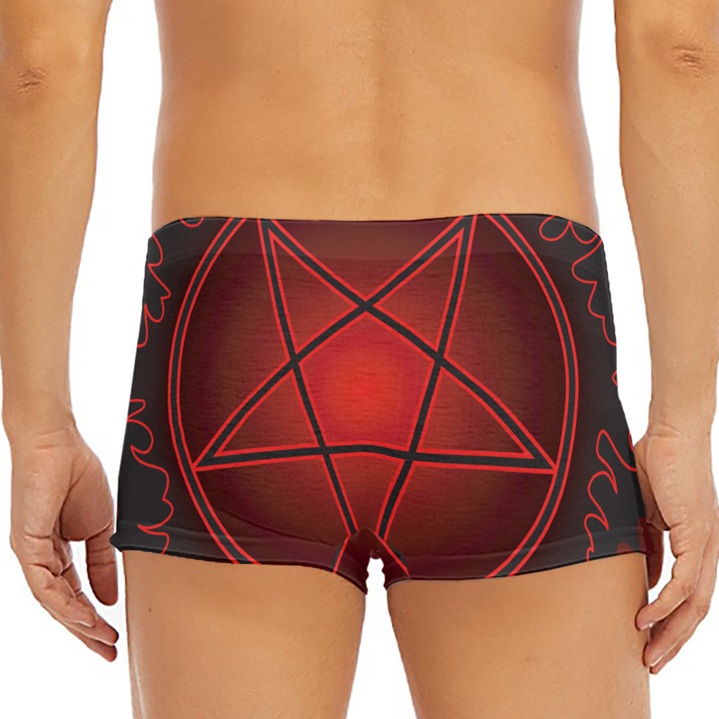 Black And Red Satanic Pentagram Print Men's Short Boxer Briefs