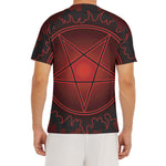 Black And Red Satanic Pentagram Print Men's Short Sleeve Rash Guard