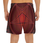 Black And Red Satanic Pentagram Print Men's Split Running Shorts