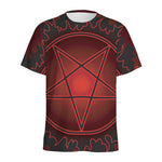 Black And Red Satanic Pentagram Print Men's Sports T-Shirt