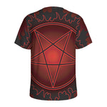 Black And Red Satanic Pentagram Print Men's Sports T-Shirt