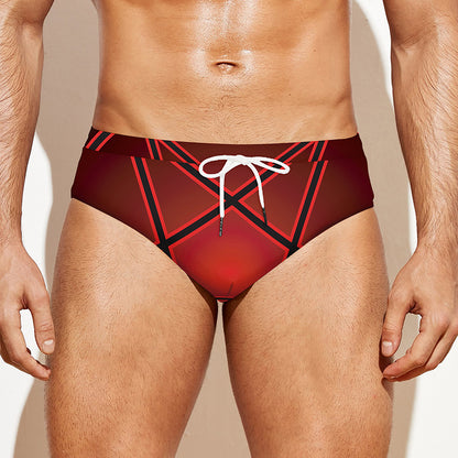 Black And Red Satanic Pentagram Print Men's Swim Briefs