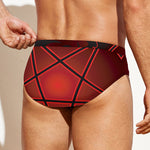Black And Red Satanic Pentagram Print Men's Swim Briefs