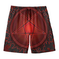 Black And Red Satanic Pentagram Print Men's Swim Trunks