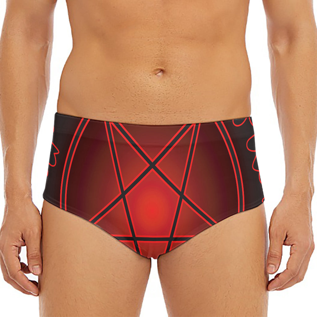 Black And Red Satanic Pentagram Print Men's Triangle Swim Briefs