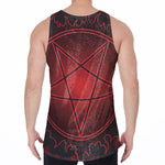 Black And Red Satanic Pentagram Print Men's Velvet Tank Top