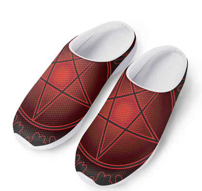 Black And Red Satanic Pentagram Print Mesh Casual Shoes