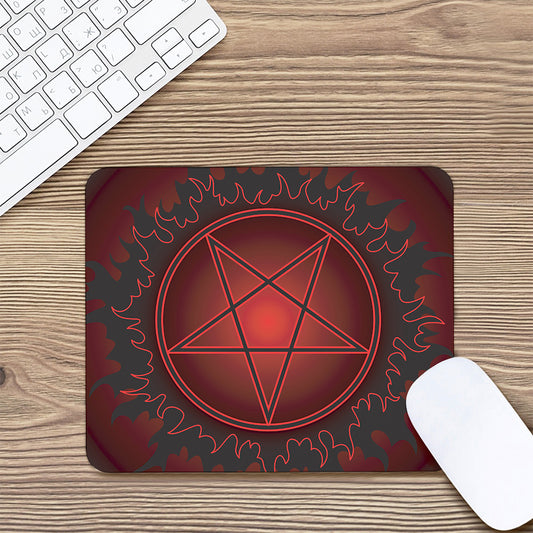 Black And Red Satanic Pentagram Print Mouse Pad