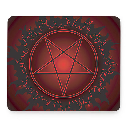 Black And Red Satanic Pentagram Print Mouse Pad
