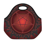 Black And Red Satanic Pentagram Print Neoprene Lunch Bag