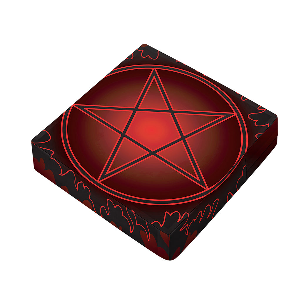 Black And Red Satanic Pentagram Print Outdoor Seat Cushion Cover