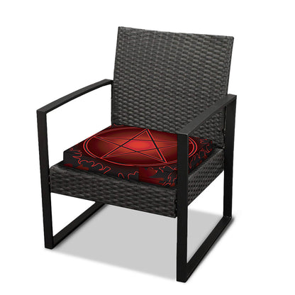 Black And Red Satanic Pentagram Print Outdoor Seat Cushion Cover