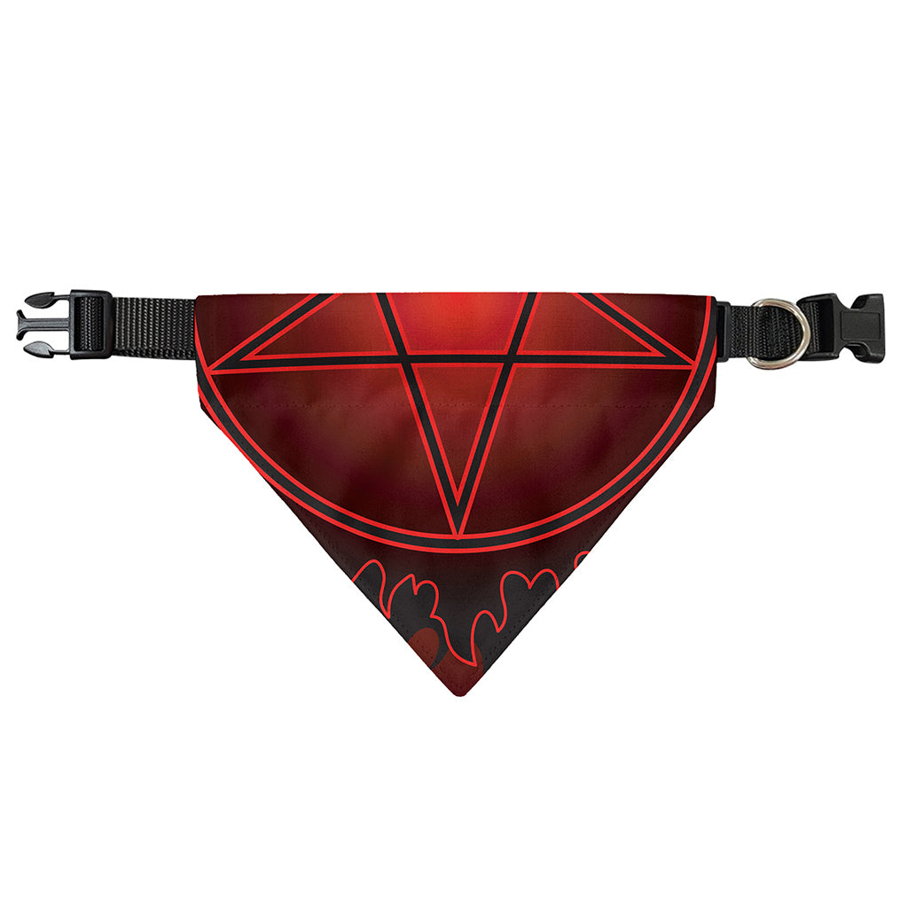 Black And Red Satanic Pentagram Print Over The Collar Dog Bandana