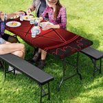 Black And Red Satanic Pentagram Print Picnic Table Cover