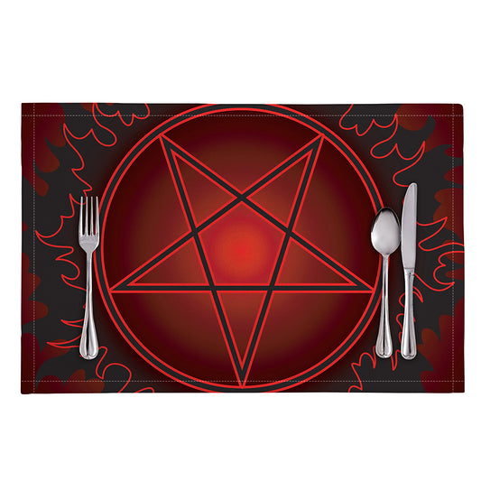 Black And Red Satanic Pentagram Print Placemat
