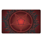 Black And Red Satanic Pentagram Print Polyester Doormat