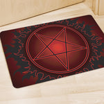 Black And Red Satanic Pentagram Print Polyester Doormat