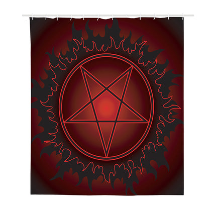 Black And Red Satanic Pentagram Print Polyester Shower Curtain
