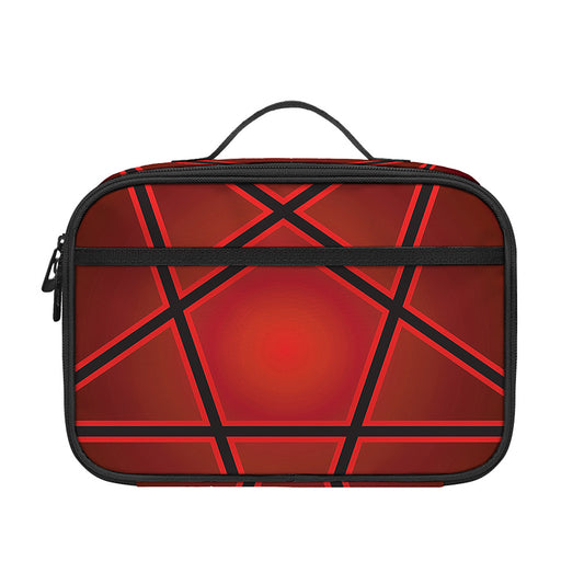 Black And Red Satanic Pentagram Print Portable Lunch Bag