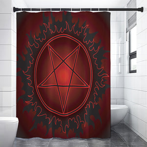 Black And Red Satanic Pentagram Print Premium Shower Curtain