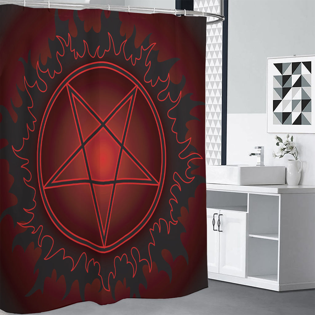 Black And Red Satanic Pentagram Print Premium Shower Curtain